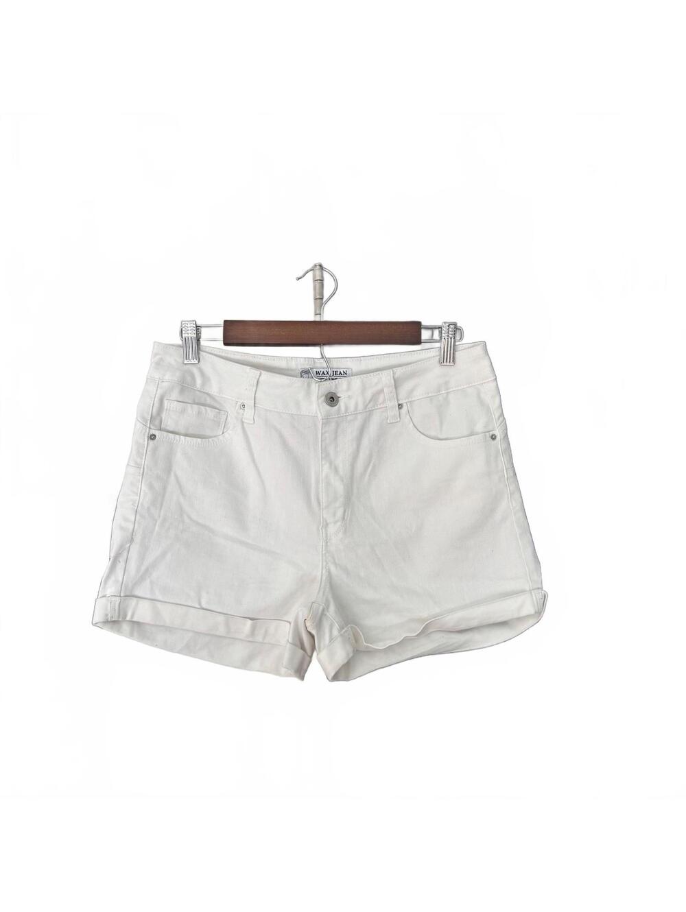 Wax Jean White High Rise Cuffed Denim Shorts Women's Size L